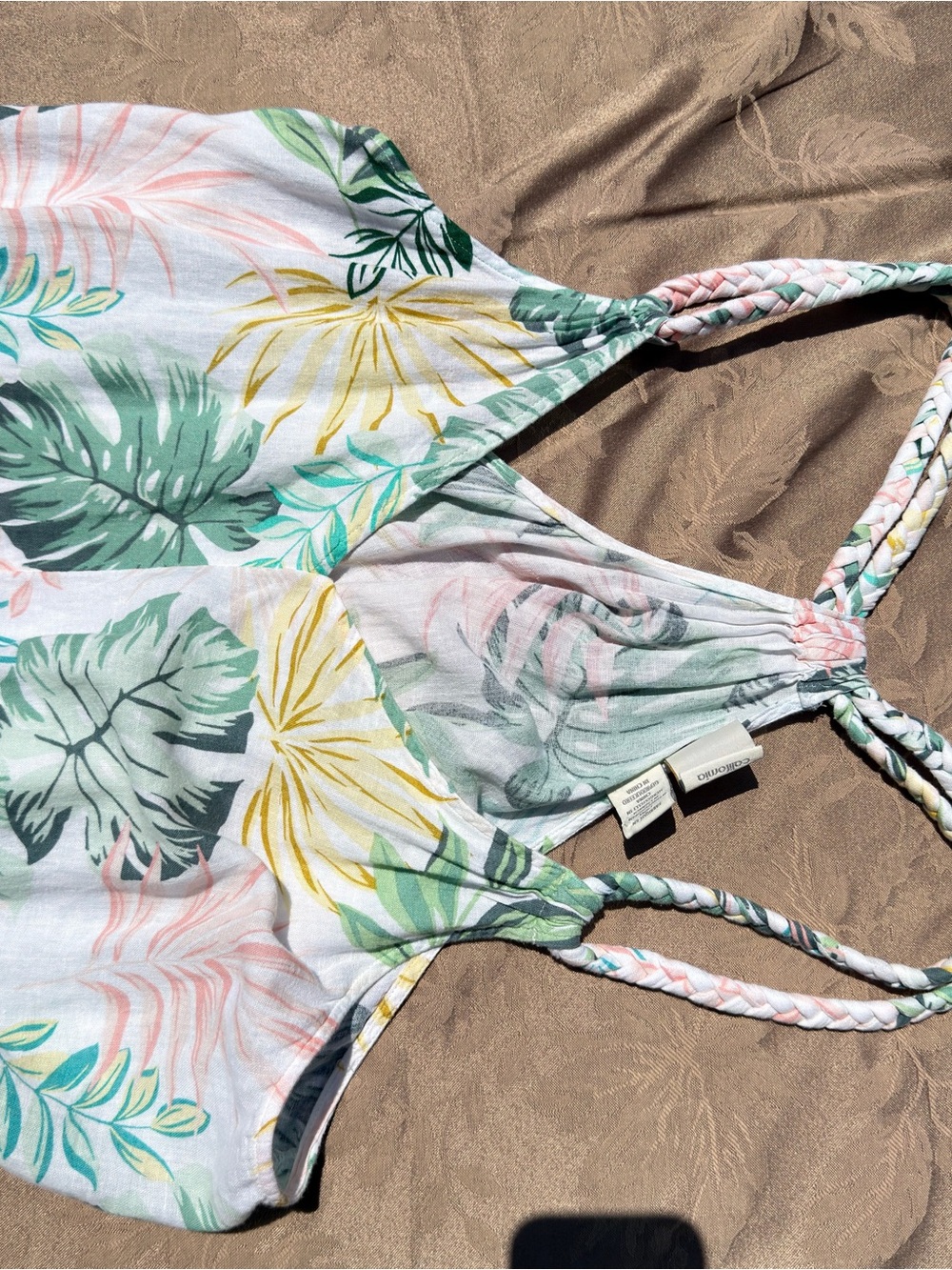 C&C California Tropical Leaf Print Maxi Beach Cover-Up Dress XL - Picture 5 of 8